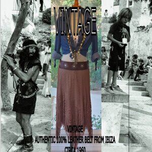 VINTAGE - Authentic 100% Leather Hippie Belt from Ibiza, Circa 1960s